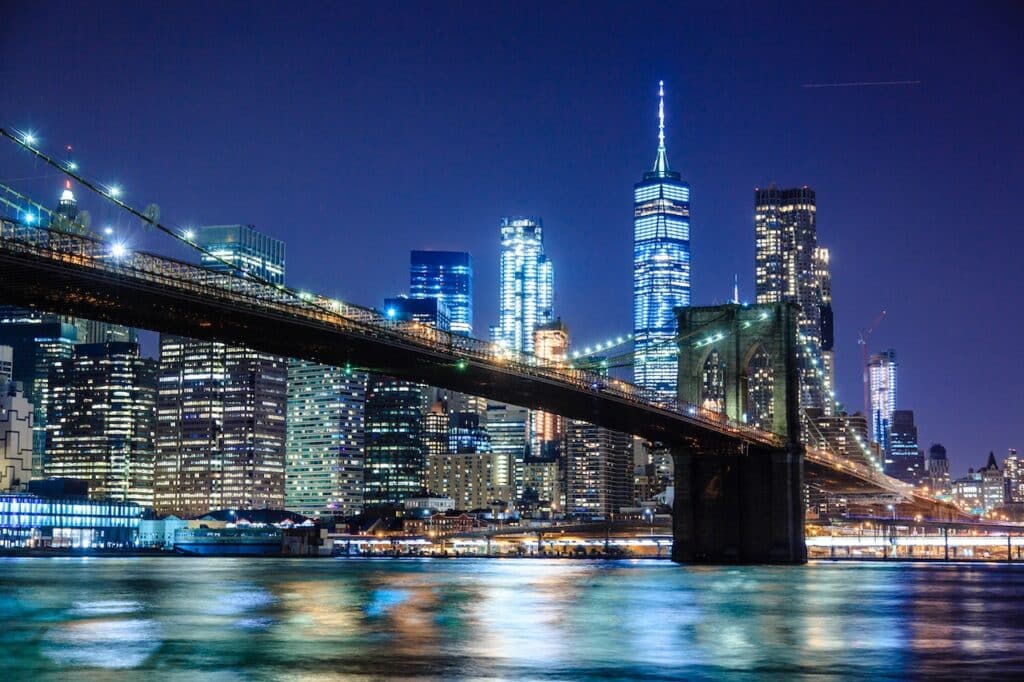 Photo by Michał Ludwiczak: https://www.pexels.com/photo/photography-of-bridge-during-nighttime-1239162/ -- new york city
