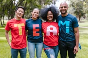 https://www.pexels.com/photo/group-of-people-wearing-shirts-spelled-team-7551442/ -- team building