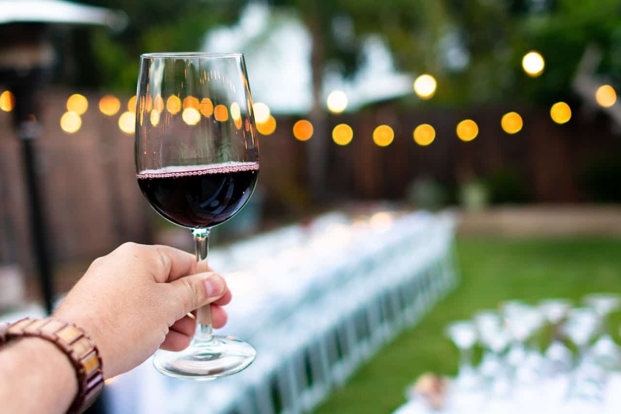 Photo by brian parker: https://www.pexels.com/photo/person-holding-wine-glass-2742687/ -- party themes celebrate