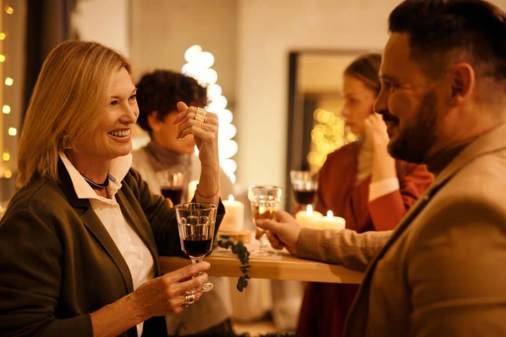 Image title: Corporate Dinner Parties in New York Photo by Nicole Michalou : https://www.pexels.com/photo/man-and-woman-happily-talking-to-each-other-5778907/