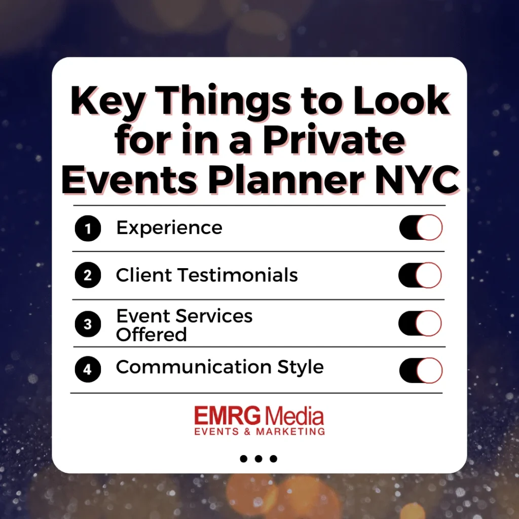 things to look for in a private events planner NYC