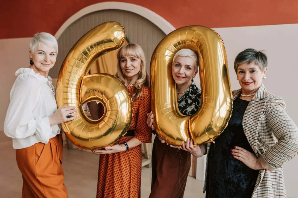 Photo by Vlada Karpovich: https://www.pexels.com/photo/group-of-elderly-women-celebrating-their-anniversary-7561113/ - milestone birthday