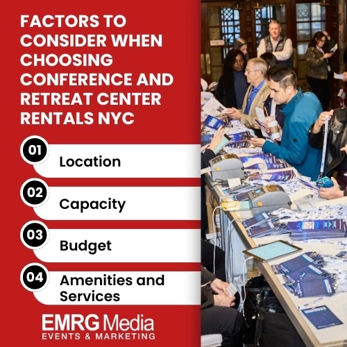 factors to consider when choosing conference and retreat center rentals NYC