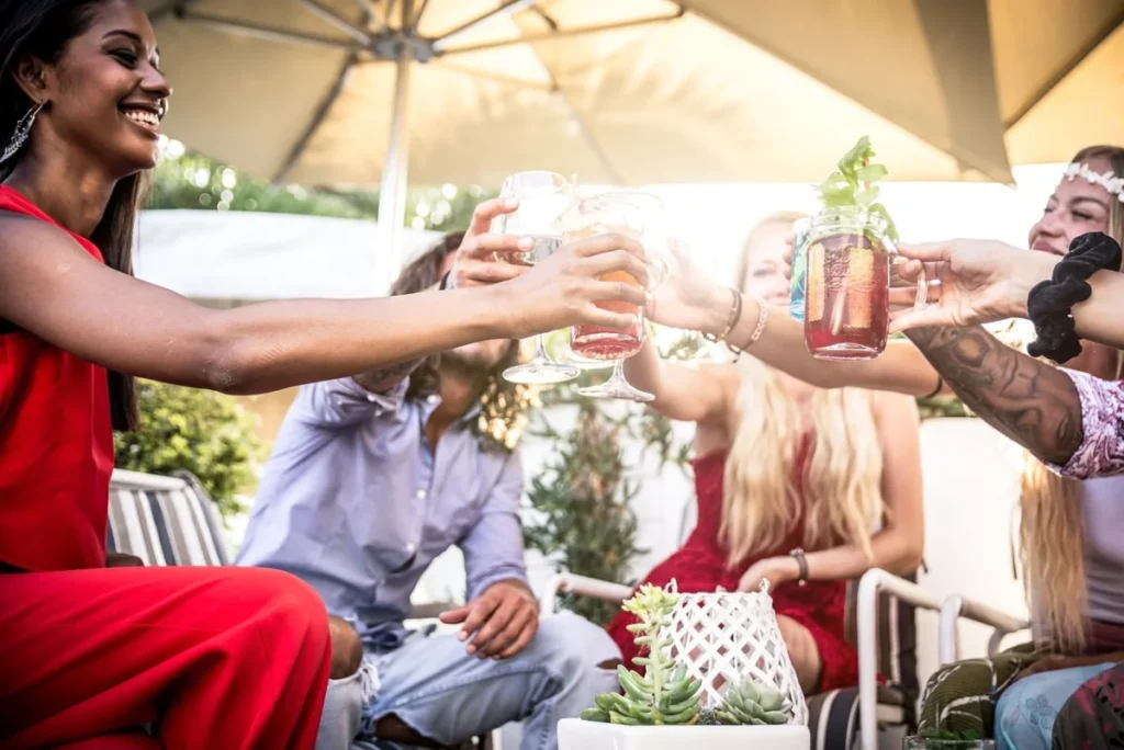https://pixabay.com/photos/people-friends-cheers-drinks-4972059/ Photo by ColdwellPro on Pixabay -- company party