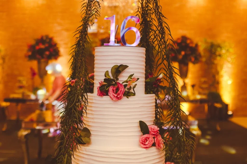 Photo by Vidal Balielo Jr.: https://www.pexels.com/photo/birthday-cake-with-decoration-in-restaurant-12689012/ -- sweet 16