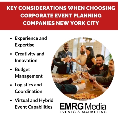 considerations when choosing corporate event planning companies new york city