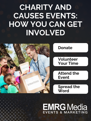 Get involved in charity events by donating, volunteering, attending, or spreading the word to support important causes.