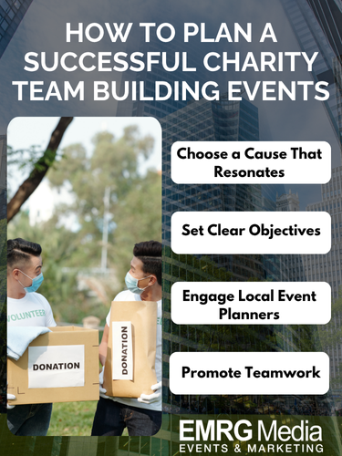 Steps for planning a successful charity team building events, including choosing the right cause and promoting teamwork