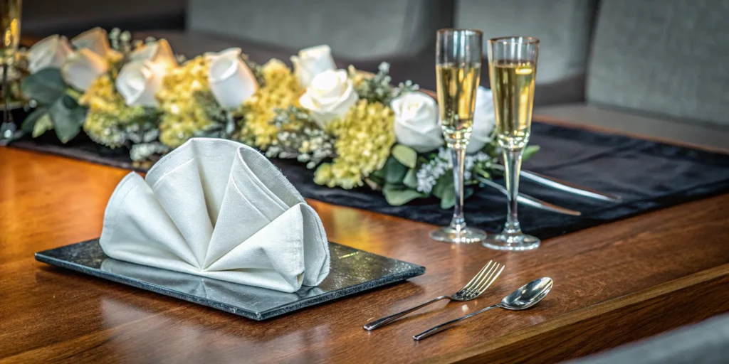A professionally planned table setting, part of a complete list of event management services.
