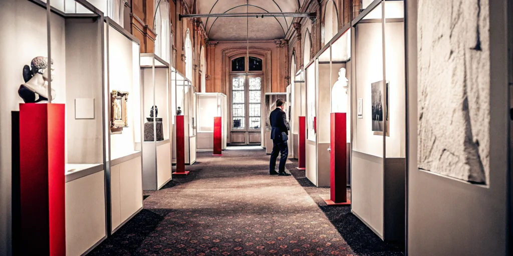 A professionally managed booth in a modern hall for a global exhibition.