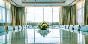 A professional corporate event setup planned by an event management company.