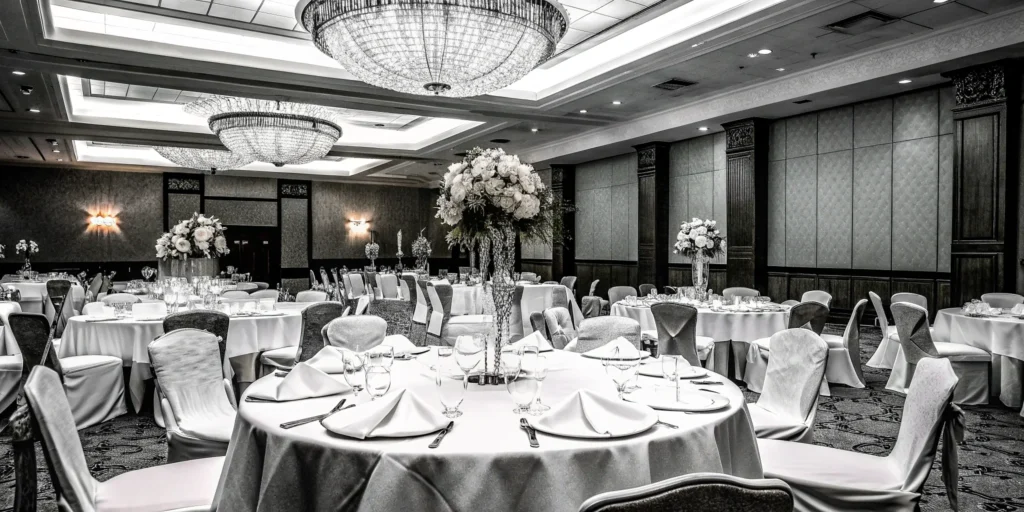 A flawless gala setup in a banquet hall, the result of successful event planning.