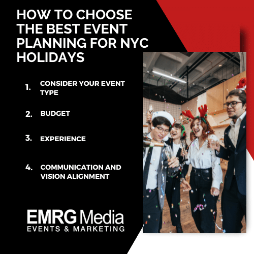 Guide on selecting the best event planning for NYC holidays, featuring key tips for an unforgettable celebration