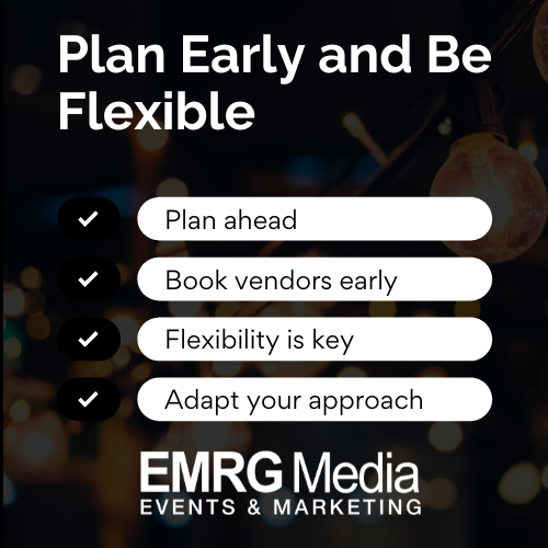 Plan early and be flexible with holiday event coordination tips to ensure a smooth NYC event, even with vendor shortages
