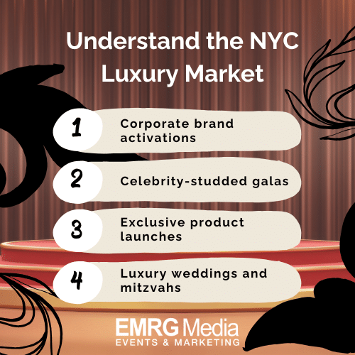 Learn about the key luxury event types in NYC, including corporate activations, galas, and exclusive launches.