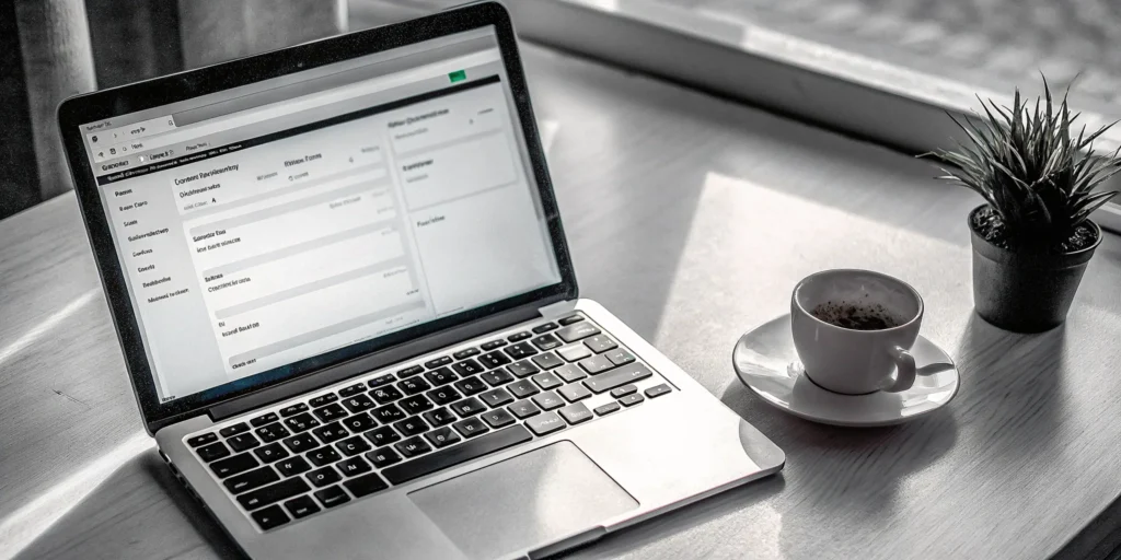Creating a seamless online event registration form on a laptop.