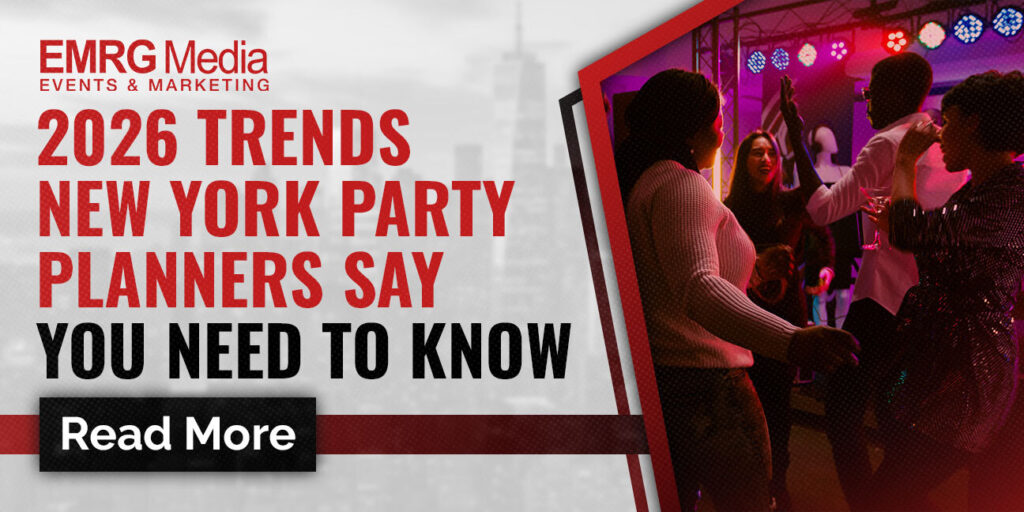 2026 trends New York party planners recommend for standout NYC events, featuring immersive entertainment and bold design