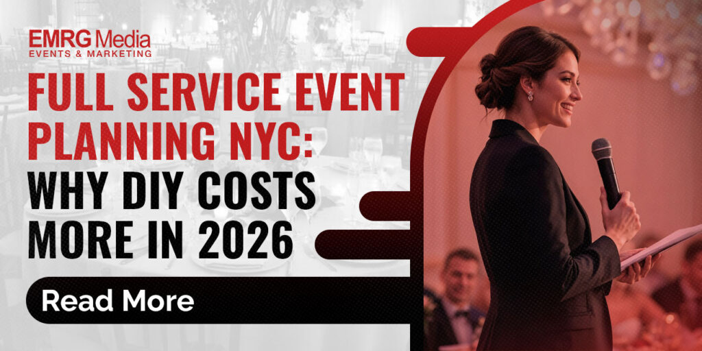 Woman speaking at NYC event promoting full service event planning NYC and the risks of DIY event planning in 2026.