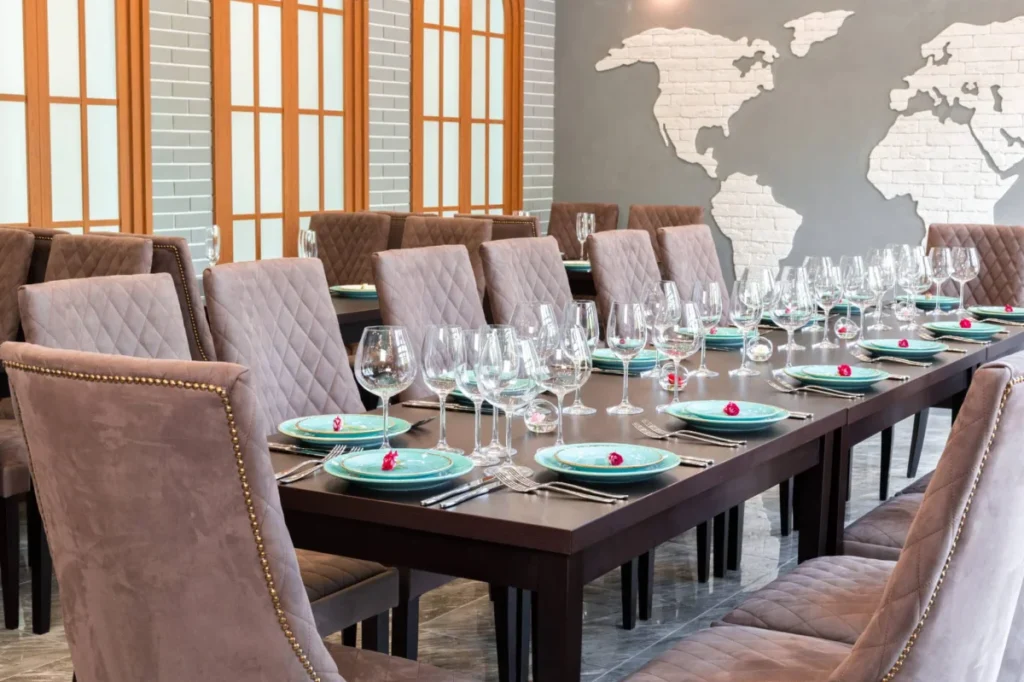 Served table in restaurant