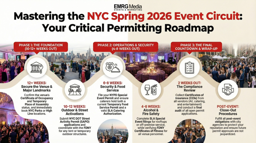 The corporate event permitting timeline.
