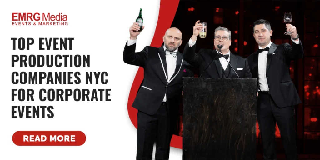 Corporate gala toast highlighting EMRG Media among the top event production companies NYC for corporate events