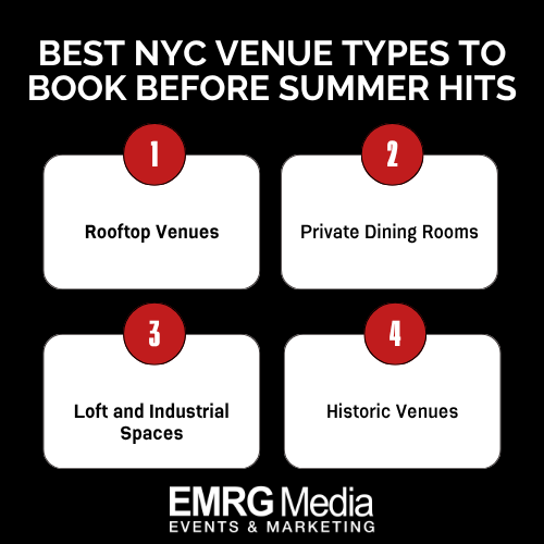 Book your corporate event venue booking NYC now to beat the summer rush. Click to explore venues!
