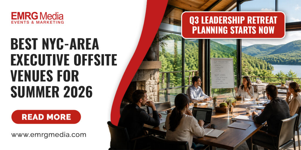 Executives plan a scenic lake strategy session, highlighting dynamic executive offsite retreat planning NYC