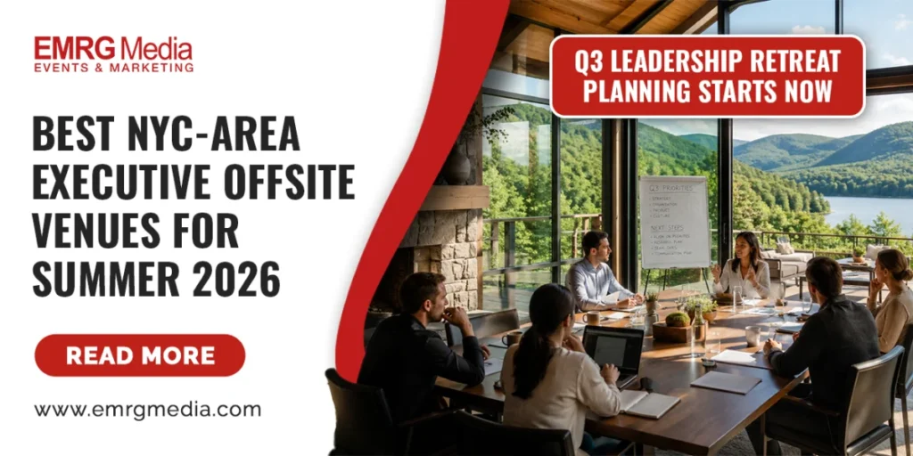 Executives plan a scenic lake strategy session, highlighting dynamic executive offsite retreat planning NYC