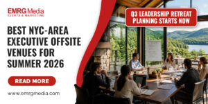 Executives plan a scenic lake strategy session, highlighting dynamic executive offsite retreat planning NYC