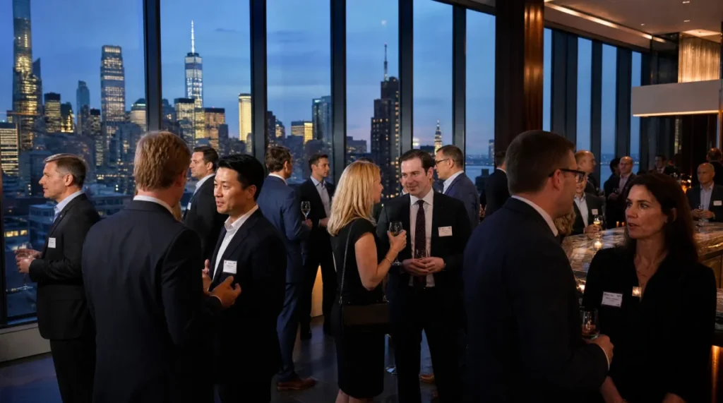 Professional networking gala at a high-end venue for Wall Street New York, NY Corporate Events.