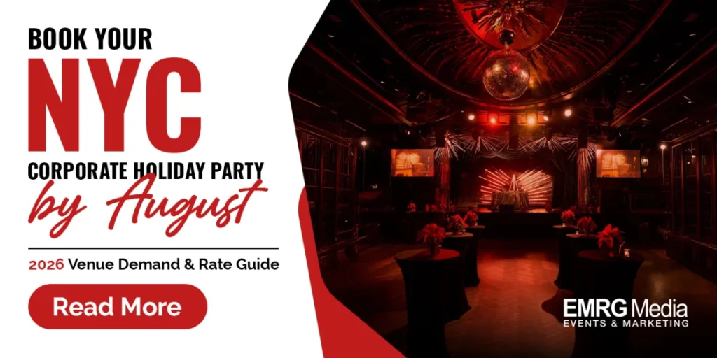 2026 venue demand guide by top corporate holiday party planners nyc featuring a premium event space