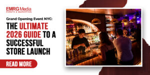 Bartender mixing drinks at a luxury grand opening event NYC store launch by EMRG Media