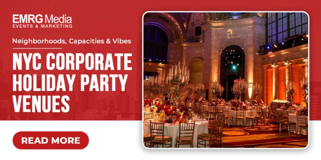 Elegant ballroom setup showcasing luxury corporate holiday party venues nyc for high-capacity company events