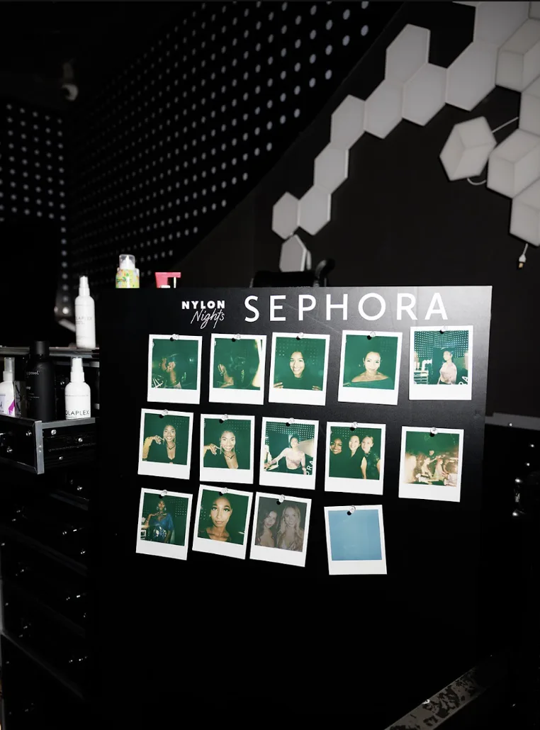 Polaroid photo board at the Nylon Nights x Sephora activation in NYC, EMRG Media