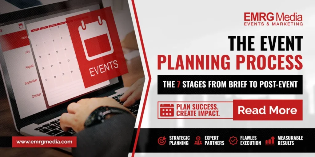 Banner featuring calendar scheduling for the event planning process stages.