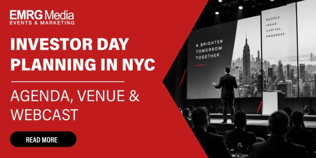 EMRG Media guide to investor day planning in NYC, covering agenda, venue, and webcast